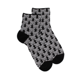 Kurze Damensocken aus Leinen mit herzförmigem Blumenmuster und Glitzereffekt - Schwarz | Doré Doré