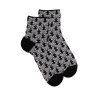 Kurze Damensocken aus Leinen mit herzförmigem Blumenmuster und Glitzereffekt - Schwarz