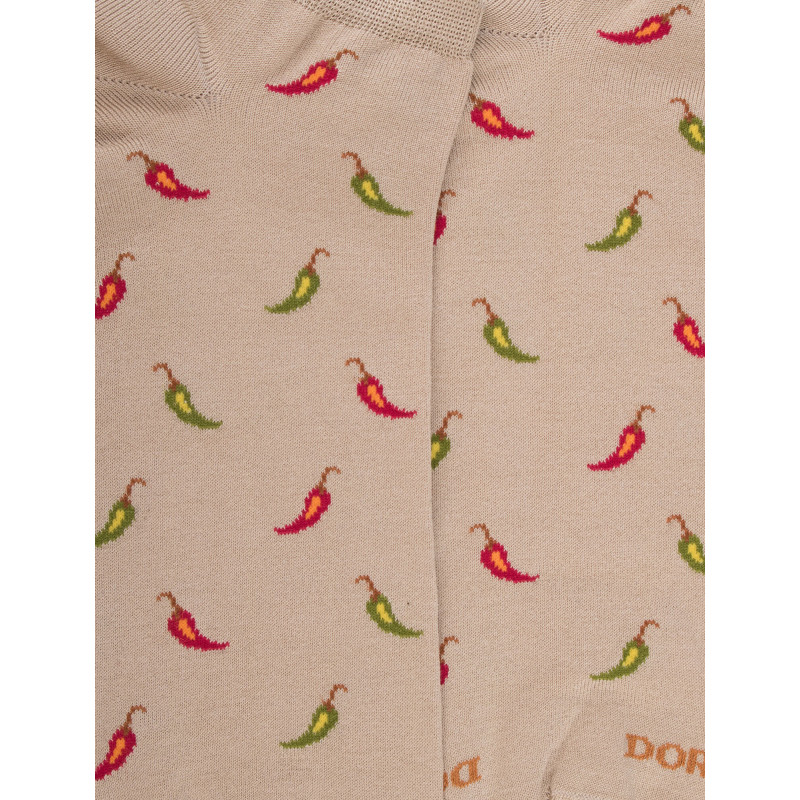 Kurze Herrensocken aus lisle gemusterten Chilis - Beige | Doré Doré