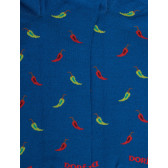 Kurze Herrensocken aus lisle gemusterten Chilis - Blau | Doré Doré