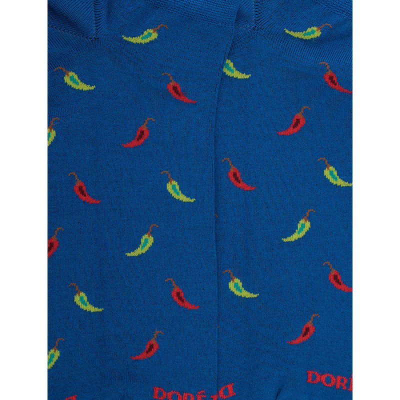 Kurze Herrensocken aus lisle gemusterten Chilis - Blau | Doré Doré