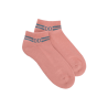 Kurze Damensocken aus einfarbigem Baumwollfrottee mit Streifen und glänzendem Logo-Effekt - Rosa