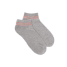 Kurze Damensocken aus einfarbigem Baumwollfrottee mit Streifen und glänzendem Logo-Effekt - Dampfgrau