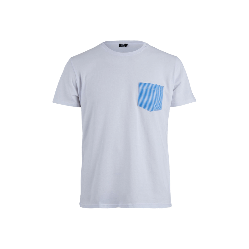 Herren-T-Shirt aus Baumwolle mit gemusterter Tasche - Weiß | Doré Doré