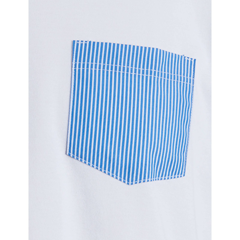 Herren-T-Shirt aus Baumwolle mit gemusterter Tasche - Weiß | Doré Doré