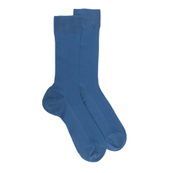 Kurze Herrensocken aus TENCEL™ Lyocell einfarbig gerippt - Blau | Doré Doré