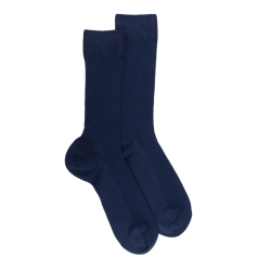Kurze Herrensocken aus TENCEL™ Lyocell einfarbig gerippt - Blau | Doré Doré