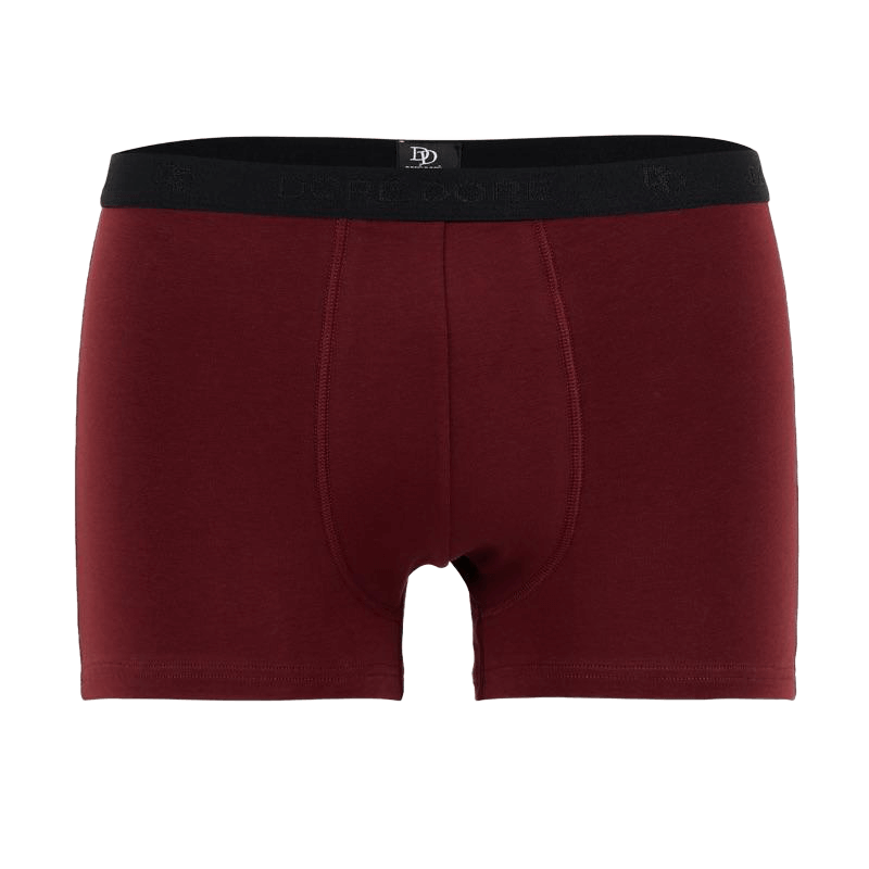 Boxershorts für Herren aus unifarbener Stretch-Baumwolle mit Gummiband mit Logo - Aubergine | Doré Doré