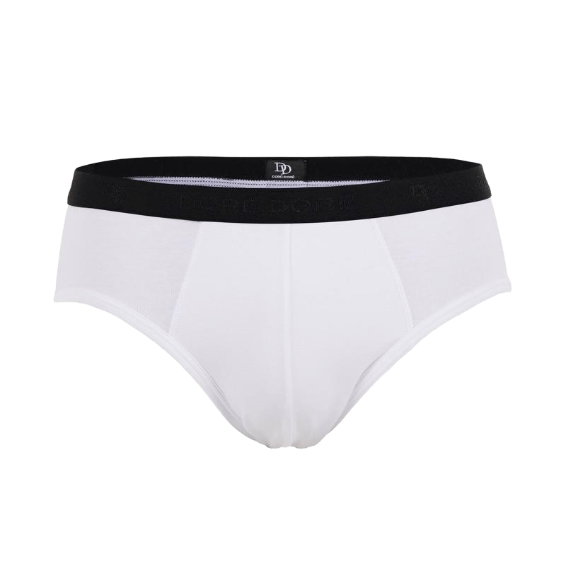 Unterwäsche-Slip für Herren aus unifarbener Stretch-Baumwolle mit Gummiband mit Logo - Weiß | Doré Doré