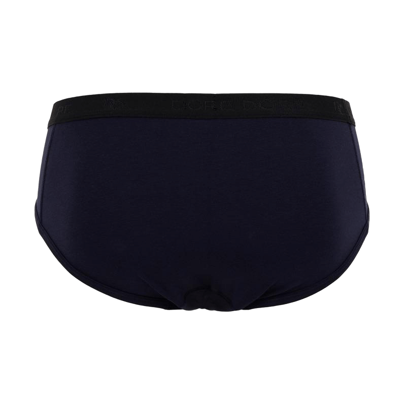 Unterwäsche-Slip für Herren aus unifarbener Stretch-Baumwolle mit Gummiband mit Logo - Dunkelblau | Doré Doré