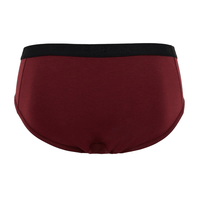 Unterwäsche-Slip für Herren aus unifarbener Stretch-Baumwolle mit Gummiband mit Logo - Aubergine | Doré Doré