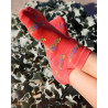 Kurze Kindersocken aus geblümtem Leinen - Lachs | Doré Doré