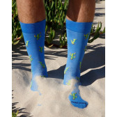 Kurze Herrensocken aus kaktusgemusterter Lisle - Blau | Doré Doré
