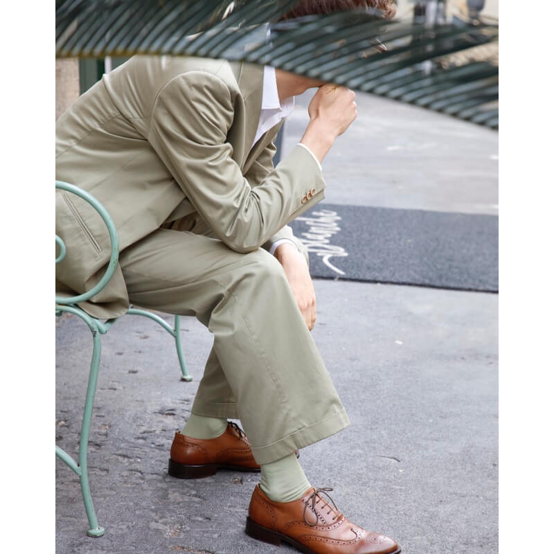 Herren Socken aus gerippter Baumwolle ohne Gummizug - Grün | Doré Doré