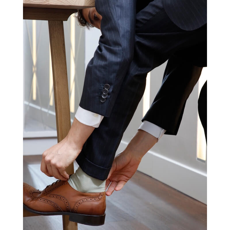 Herren Socken aus gerippter Baumwolle ohne Gummizug - Grün | Doré Doré