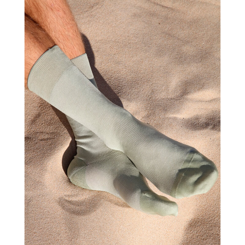Herren Socken aus verstärkter Baumwolle, mit Caviarmuster - Grün | Doré Doré