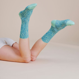 Damen Socken aus Baumwolle lisle ohne Gummizug mit Zebra-Muster - Grün | Doré Doré