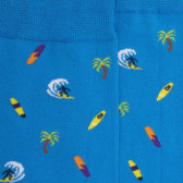 Herrensocken aus weicher Baumwolle Surf & Palmen - Blau | Doré Doré