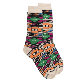 Herren Socken aus Baumwolle mit bunten Tribal Muster - Beige | Doré Doré