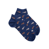 Herren Sneaker-Socken aus Baumwolle mit Elefanten Muster - Blau | Doré Doré