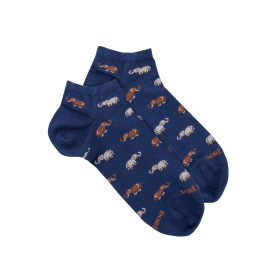 Herren Sneaker-Socken aus Baumwolle mit Elefanten Muster - Blau | Doré Doré