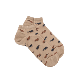 Herren Sneaker-Socken aus Baumwolle mit Elefanten Muster - Beige | Doré Doré