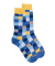 Herren Socken aus Baumwolle mit Karomuster - Blau/Papaya Gelb