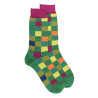 Herren Socken aus Baumwolle mit Karomuster - Grün/Pink