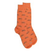 Herren Socken aus Baumwolle mit Fahrrad Muster - Orange/Blau | Doré Doré
