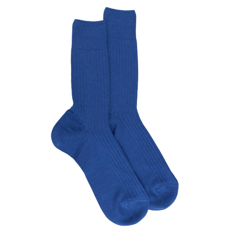 Gerippte Socken aus Wolle für Herren - Französisch Blau