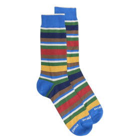 Gestreifte Socken aus Baumwolle - Mehrfarbe - Grundton blau