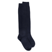Lange Socken aus Wolle und Kaschmir für Damen einfarbig - Navy Blau | Doré Doré