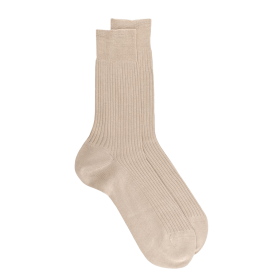 Beige gerippte Socken Dore Dore aus merzerisierter Baumwolle