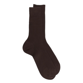Braune gerippte Socken Dore Dore aus merzerisierter Baumwolle
