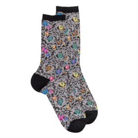 Socken aus Viskose Blumen und Schmetterling - Grau