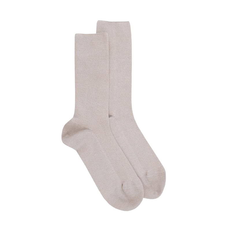 Damensocken aus ägyptischer Baumwolle, elastisch, gerippt - Beige | Doré Doré