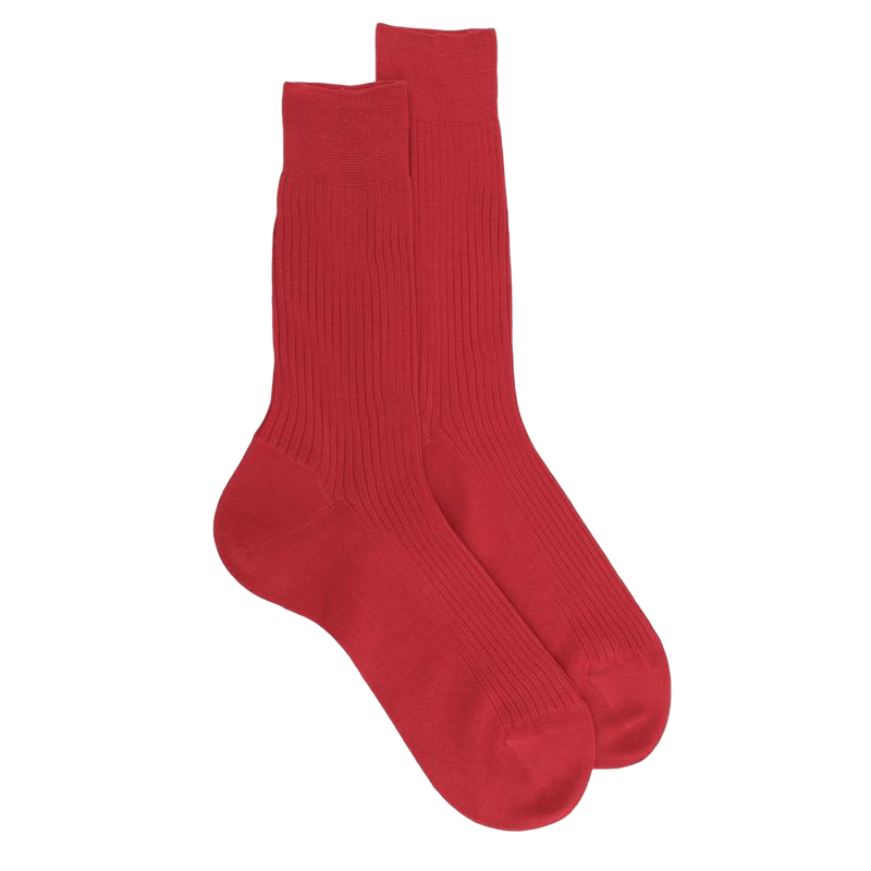 Rote Socken aus merzerisierter Baumwolle