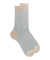 Zweifarbige gerippte Baumwolle lisle-Socken für Herren - Beige grege & Blau
