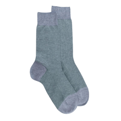 Herren Socken aus verstärkter Baumwolle, mit Caviarmuster - Eisblau/Grün | Doré Doré