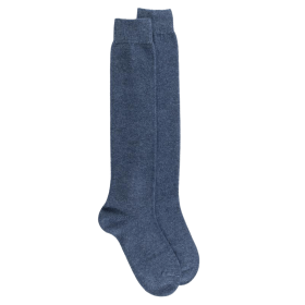 Lange Socken aus Wolle und Kaschmir für Damen einfarbig - Blau | Doré Doré