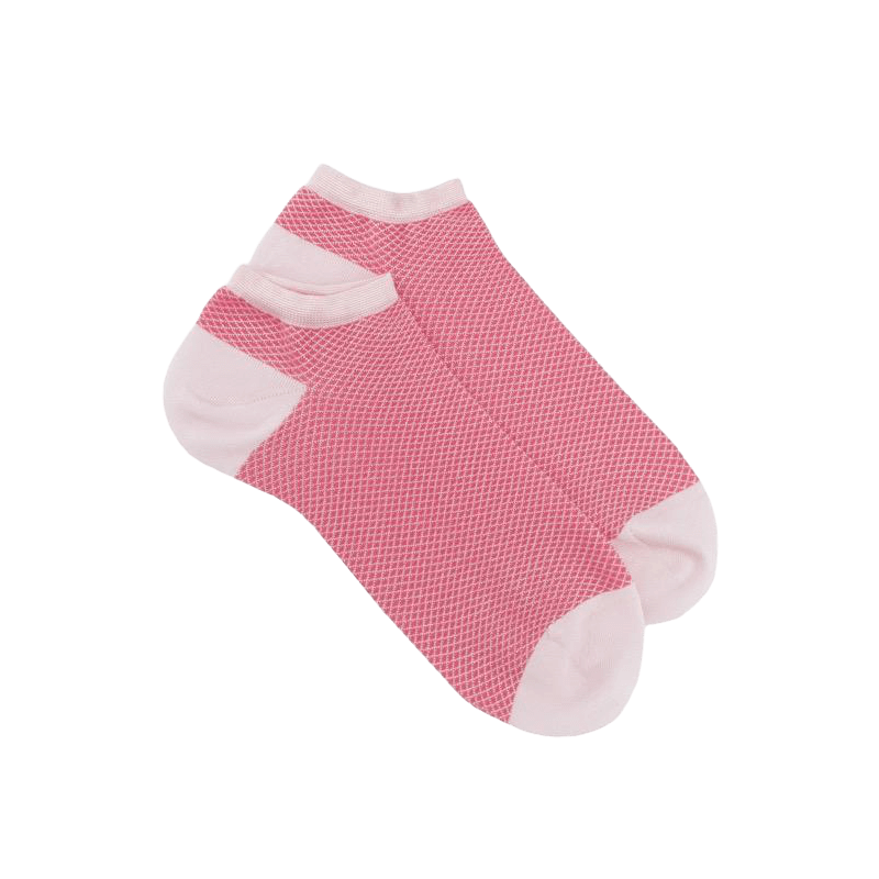 Damen Sneaker-Socken aus Viskose mit Rautenmuster - Blassrosa/Rosa | Doré Doré