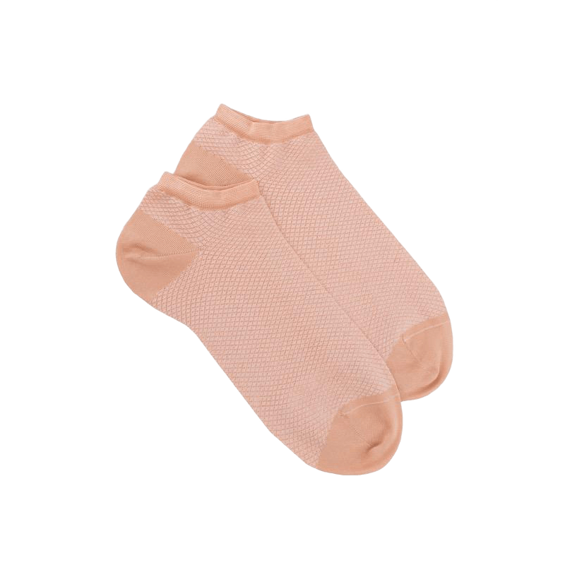 Damen Sneaker-Socken aus Viskose mit Rautenmuster - Rosa/Creme | Doré Doré