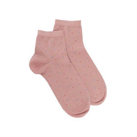 Damen Socken aus Baumwolle lisle mit mehrfarbigem Tupfenmuster - Rosa | Doré Doré