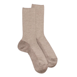 Socke aus Angorawolle und glänzendem Lurex - Capuccino