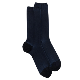 Herren Socken aus gerippte Baumwolle, Zweifarbig - Navy Blau | Doré Doré