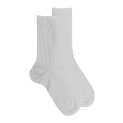 Damen Socken gerippte Baumwolle lisle - Weiß | Doré Doré