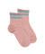 Kinder Socken aus Baumwolle mit Lochmuster und gestreiftem Kontrastbündchen - Rosa/Blaugrün