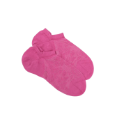 Damen Socken aus Baumwolle lisle mit Lochmuster und Rosen Muster - Pink | Doré Doré