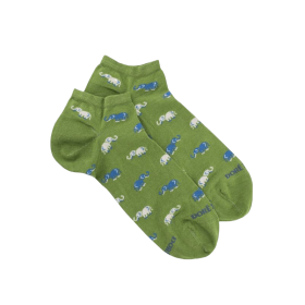 Herren Sneaker-Socken aus Baumwolle mit Elefanten Muster - Grün | Doré Doré
