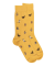 Herren Socken aus Baumwolle mit Katzen Muster - Senf